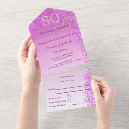 Fackande Rosa Glitter 80:e födelsedagen