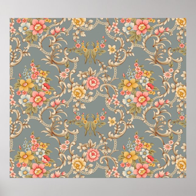 Fackare Baroque Ornament stil gräns-design än Poster (Framsidan)