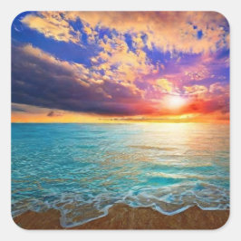 Fackare för vackra havets kvadrat fyrkantigt klistermärke