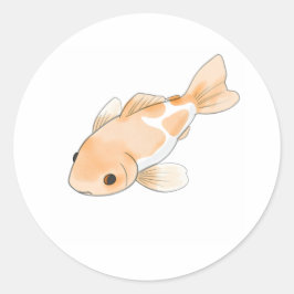 Fackare Koi Fish Watercolor Skriv ut Sticker Runt Klistermärke