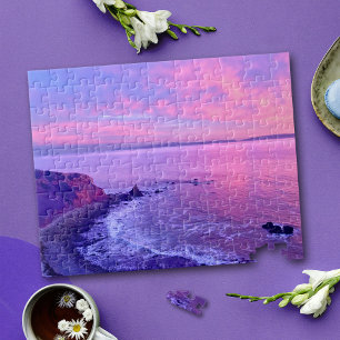 Fackavlar, häftig Lila Rosa Ocean Sunset Photo Pussel