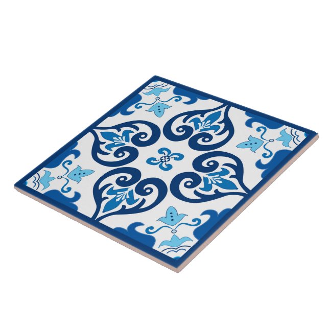 💙 Fackblå Azulejos III XXL mönster Cerami Kakelplatta (Sidan)