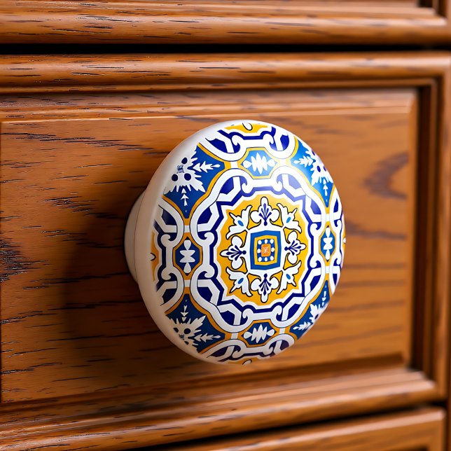 💙 Fackblå Azulejos IV Knopp (💙 Beautiful blue Azulejos IV Ceramic Knob)