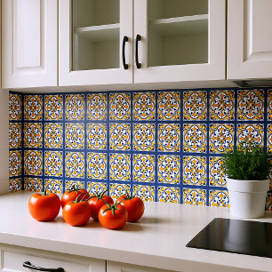 💙 Fackblå och gult Azulejos Kakelplatta