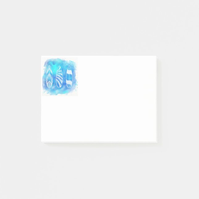 Fackbrädkonst i Vatten, blå vattenfärg Post-it Block (Framsida)