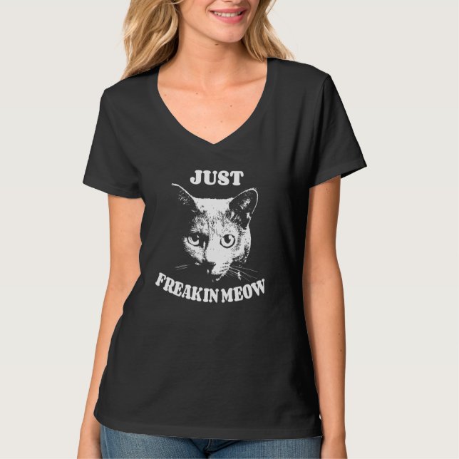 Fackdesignen Freakin Meow T Shirt (Framsida)