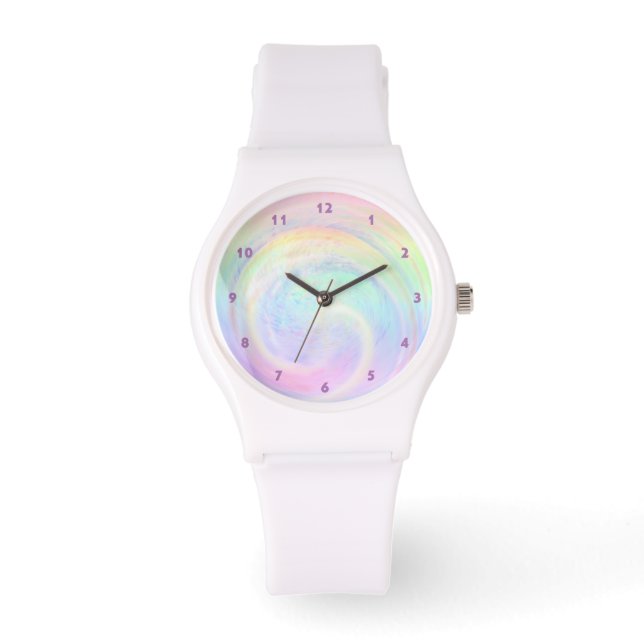 Fackel Pastel Rainbow Aesthetic Abstrakt Swirl Armbandsur (Framsida)