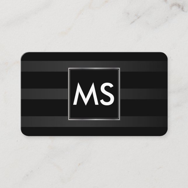 Facken Monogram Chic Rand Faux Silver Ram Visitkort (Framsida)