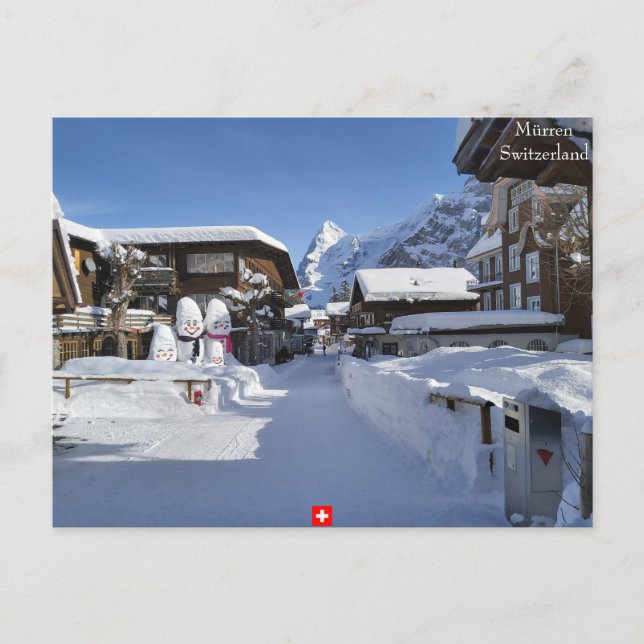 Facken Winter Swiss Alpernas Scene Vykort (Framsida)