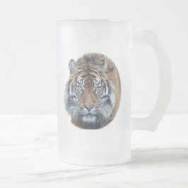 Facket Bengal Tiger Ansikte Photo Glass Frostat Ölglas