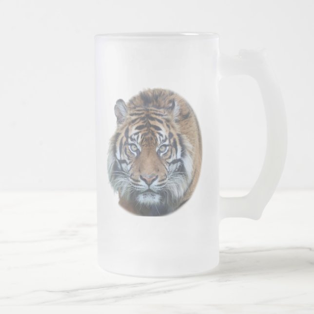 Facket Bengal Tiger Ansikte Photo Glass Frostat Ölglas (Höger)