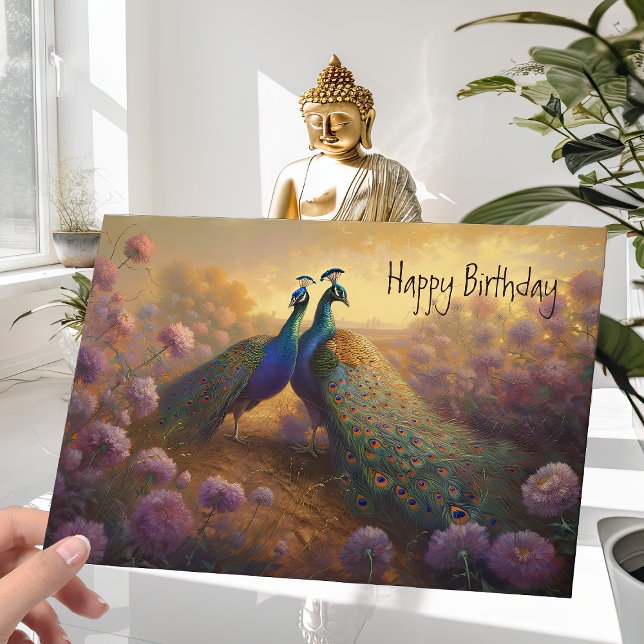 Facket med vackra peacocks-födelsedagskort kort (Skapare uppladdad)