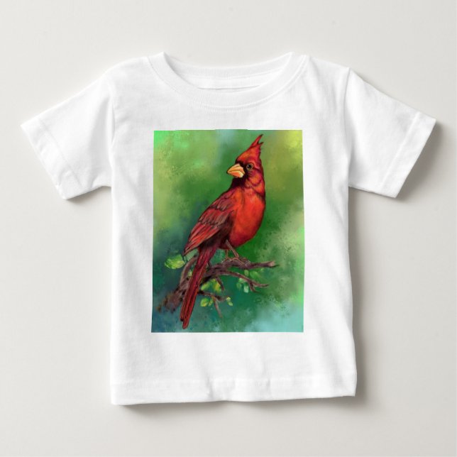 Fackfärgad nordröd kardinal Bird Painting  T Shirt (Framsida)