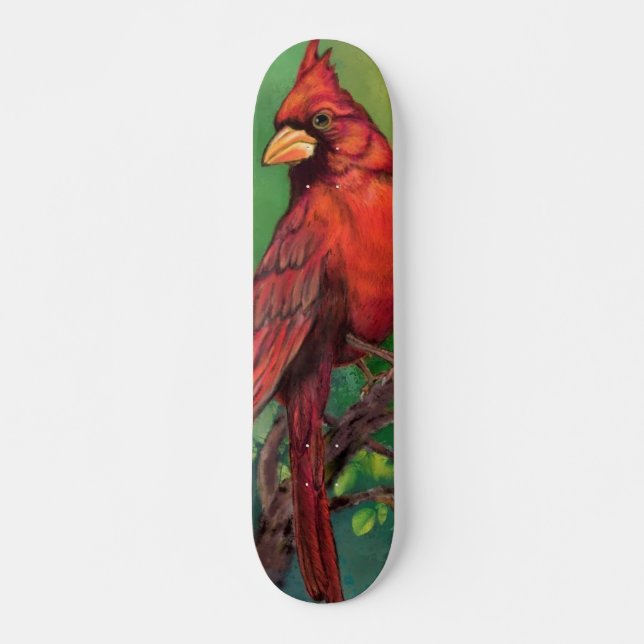 Fackfärgad nordröd kardinalfågelmålning - mini skateboard bräda 18,5 cm (Framsida)