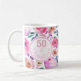 Fackfärgsfärg 50 och Fabulous Blommigt Kaffemugg