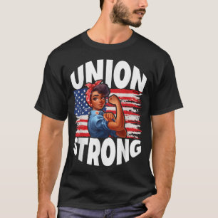 Fackförening Stark Glad arbetsdag Amerikansk flagg T Shirt