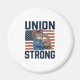 Fackförening Stark Katt Arbetare Patriotisk Vintag Magnet