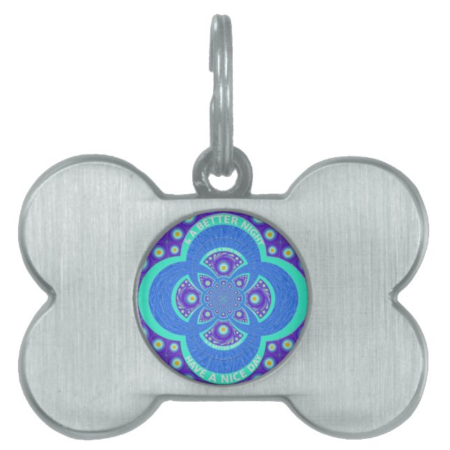 Fackisk, afrikansk Blue Mandala-Flora Namnbricka Husdjur (Framsidan)