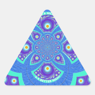 Fackisk, afrikansk Blue Mandala-Flora Triangelformat Klistermärke