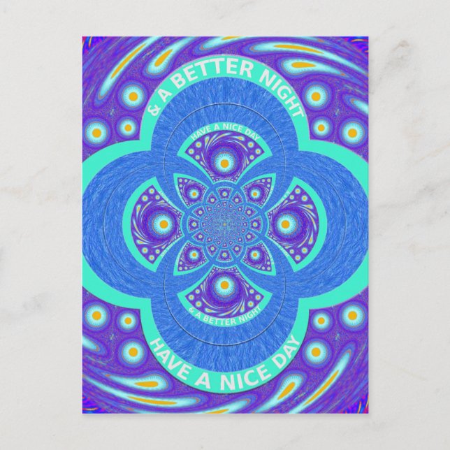 Fackisk, afrikansk Blue Mandala-Flora Vykort (Framsida)