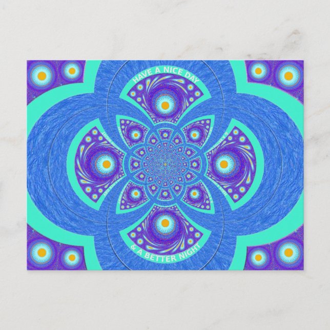 Fackisk, afrikansk Blue Mandala-Flora Vykort (Framsida)