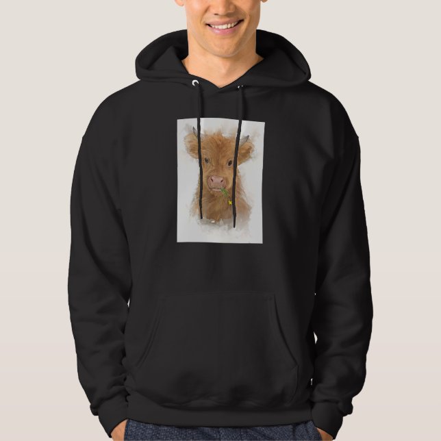 Fackisk högland Cow Calf Farm Countryside Hoodie (Framsida)