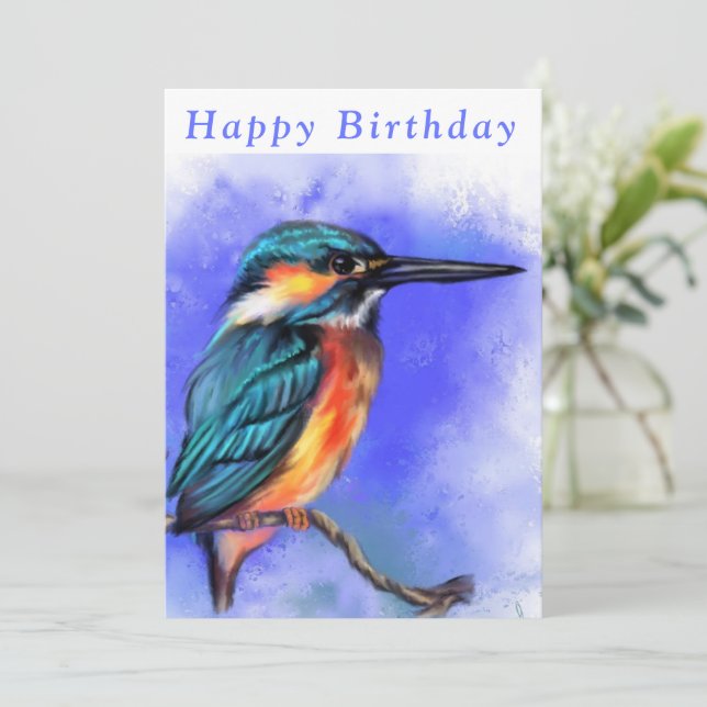 Fackisk Kingfisher Bird - Grattis på födelsedagen (Stående Fram)