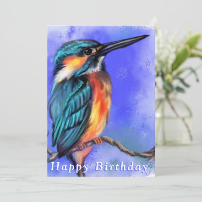 Fackisk Kingfisher Bird Teckning - Grattis på föde (Stående Fram)