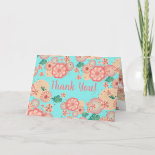 Facklig Blommigt Ornament Peach Garden Flowers Tack Kort