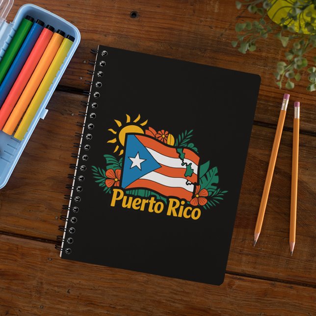 Facklig Blommigt Puerto Rico Flagga Artwork Anteckningsbok (Beautiful Floral Puerto Rico Flag Artwork Notebook)