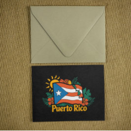 Facklig Blommigt Puerto Rico Flagga Artwork Vykort