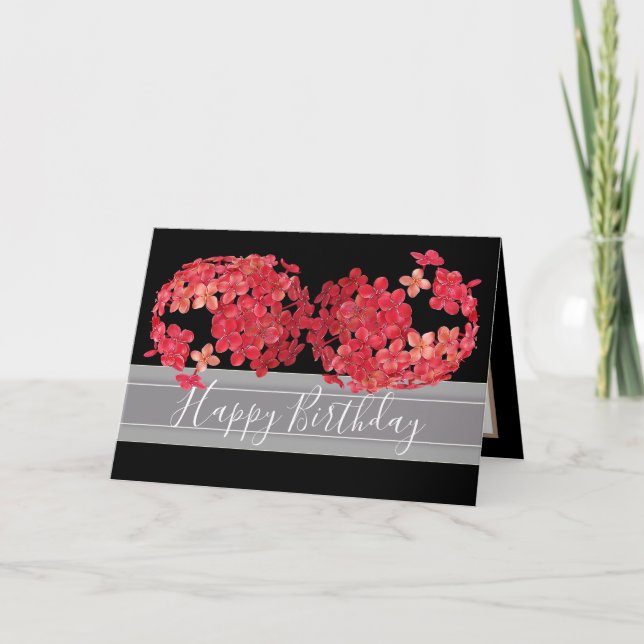 Facklig Chic Blommigt Bouquet Red Flowers Birthday Kort (Framsida)