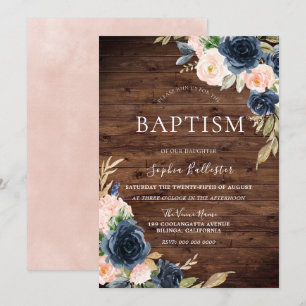 Facklig flowers Girls Baptism Inbjudningar
