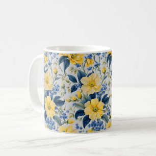 Facklig Gult och Blåa blommor Mugg