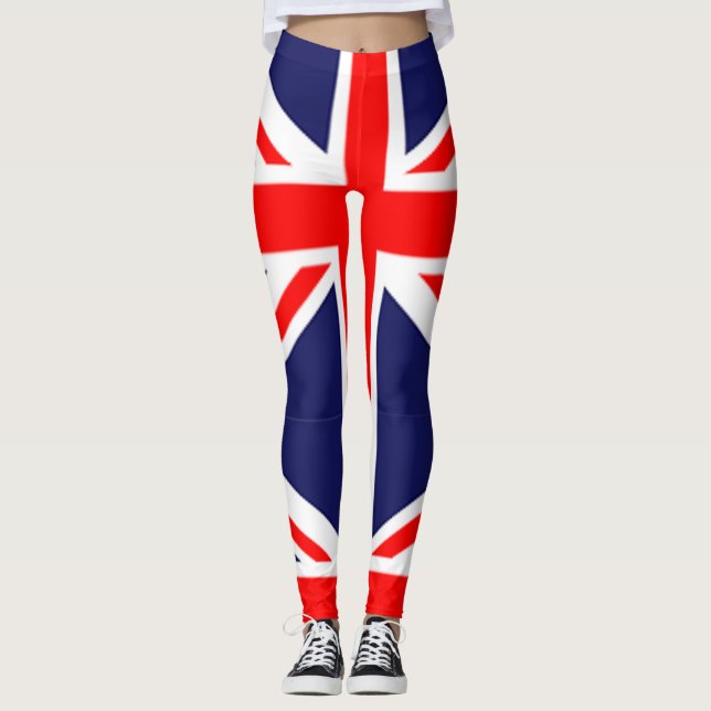 facklig jack uk flagga rött vitt blått design färg leggings (Framsida)