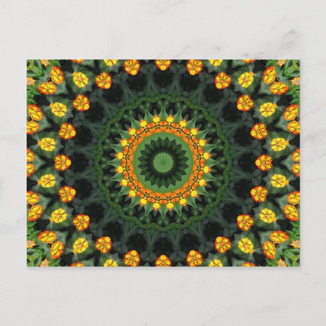 Facklig Orange och Gult Lantana Kaleidoscope 1 Vykort (Framsida)