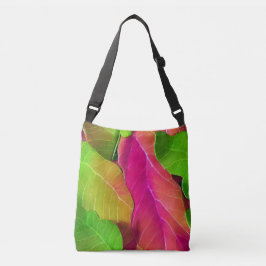 Facklig Rosa och Grönt Leafy Mönster Axelväska