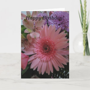 Facklig Rosa och Lila blommor födelsedag Kort