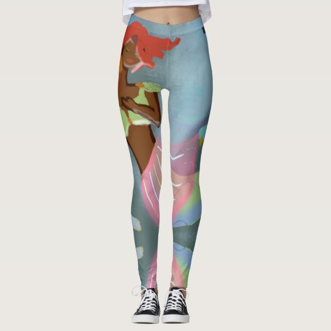 Facklig Sjöjungfru Chic Fullt Art Print Leggings (Framsida)