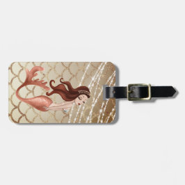 Facklig Sjöjungfru i Ro Guld och Seashells Bagagebricka