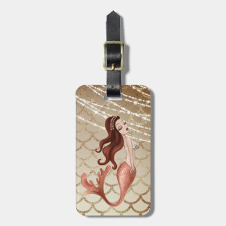 Facklig Sjöjungfru i Ro Guld och Seashells Bagagebricka