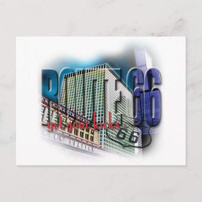 Facklig station - rutt 66 - Chicago Vykort (Framsida)