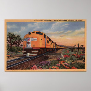 Facklig Stillahavs- järnväg "stad av Los Angeles Poster