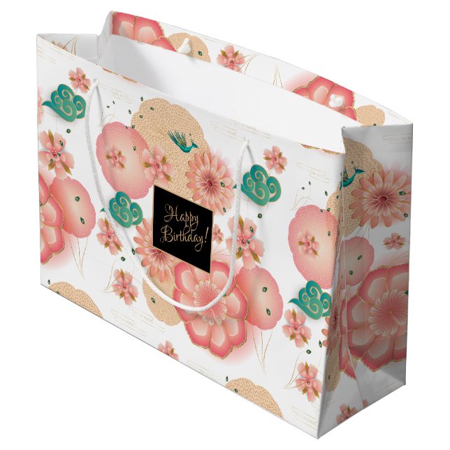 Facklig Vår Peach Garden Flowers Birthday (Baksidan Vinklad)