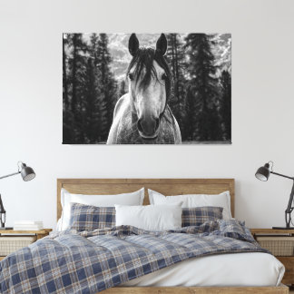 Facklig Vild Sprid Horse Black and White Canvastryck
