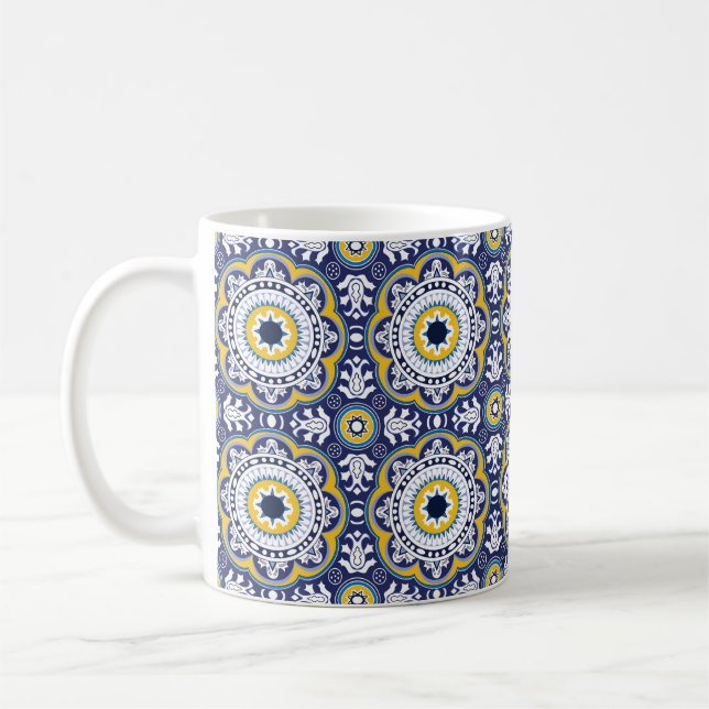 💙 💛 Facklig Vintage Mediterranean Azulejos Kaffemugg (Vänster)