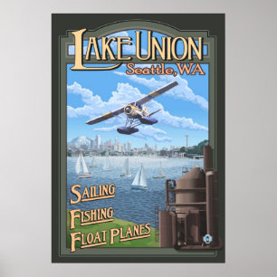Fackligt flöteflygplan för sjö - Seattle, WA reser Poster