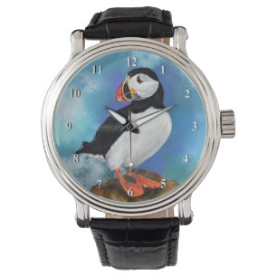 Fackmålning av vackert atlantisk puffin - armbandsur