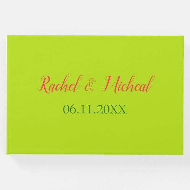 Facksam Rosa och Grönt Theme Bröllop Gästböcker (Framsida)