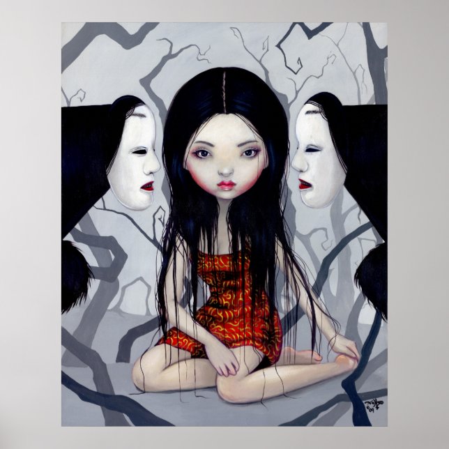 Facless Spöken gothic japanese horror Art Print Poster (Framsidan)